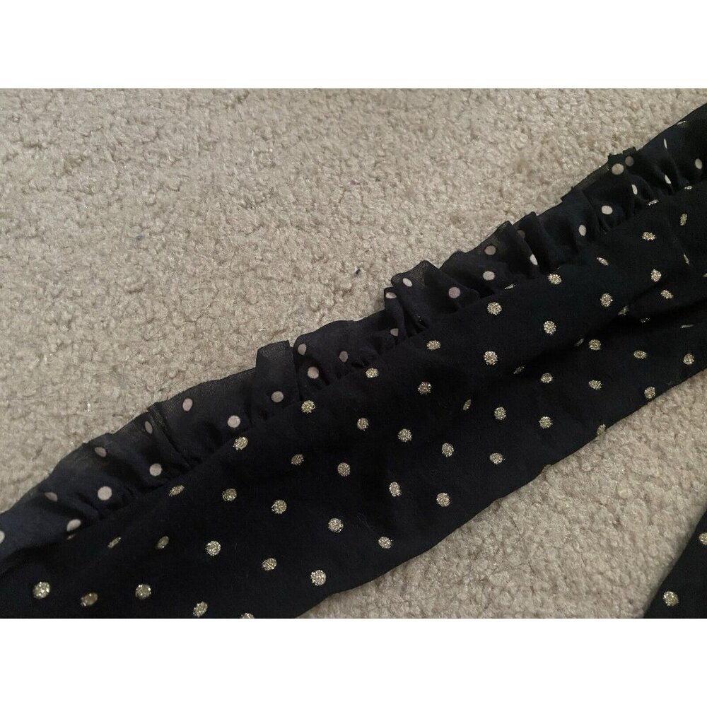 1.State Women's Black Gold Dot Sheer Long Sleeve Ruffle Seam Crewneck Top Size M - Picture 5 of 10